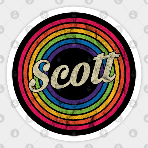 Scott - Retro Rainbow Faded-Style Sticker by MaydenArt